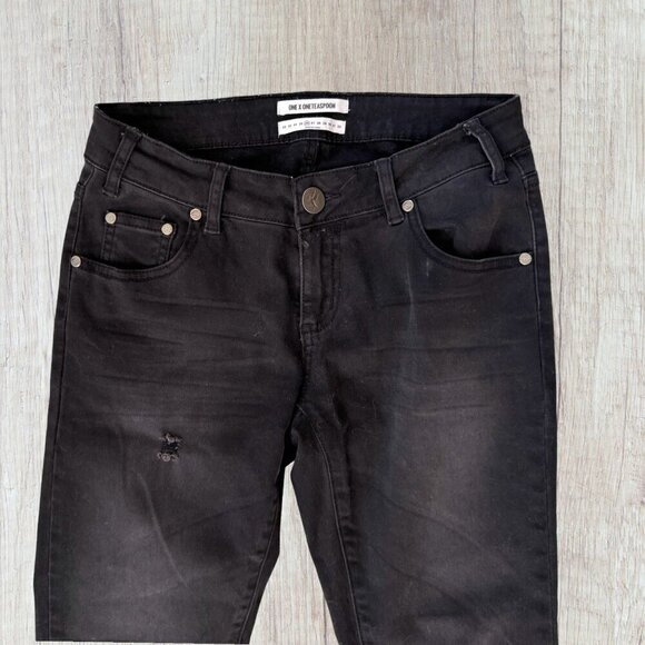 ONE X ONETEASPOON Black Freebird II Low Waist Short Rise Fitted Leg Jeans 26 - Picture 2 of 8